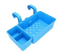 Asixxsix Panier de Rangement au Bord de la Piscine, Organisateur D'accessoires de Piscine Au-Dessus du Sol avec Porte-gobelet pour Piscines de Cadre Rond ou Ovales en Acier (Blue)
