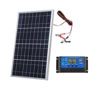 Asixxsix Panneau Solaire 10W, Panneau Solaire en Silicium Polycristallin avec Sortie 12V et Contrôleur intégré, pour Les Activités de Camping RV en Plein Air et Charge de Batterie