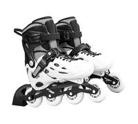 Asixxsix Patins à Roues Alignées Lumineux Réglables pour Enfants Garçons Filles âgés de 6 à 12 Ans, avec Roues Lumineuses Auto-alimentées, Triple Fermeture, Roulements ABEC-7, Patins à (White M)