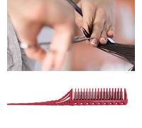 Asixxsix Peigne à Cheveux pour Créer Différents Styles, Combinaison de Dents Longues et Courtes, Poignée Confortable, Fournitures de Salon (rouge)