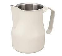 Asixxsix Pichet à Mousser le Laut, Pichet à Vapeur en Acier Inoxydable de 11,7 Oz, Facile à Netoyer, Bec en Métal, Tasse Barista Couler la Machine à Expresso, Mousseur à Lait (Blanc Mat 350ml)