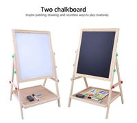 Asixxsix Planche à Dessin Artistique Double Face en Bois de Pin de qualité Supérieure, Conception de Prévention du Renversement pour Enfants, Hauteur Réglable, 2 Tableaux Noirs Inspirent la créativité