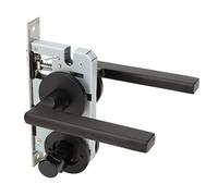 Asixxsix Poignère de Porte Interieure Noire, Poigne de Levier de Porte en Acier Inoxydable, Poignes d'entrée à clé Robustes pour la Mains, la Chambre à Couchette, la Salle de Bain