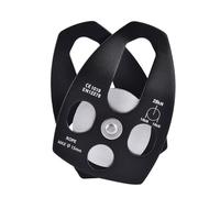 Asixxsix Poulie de Sauvetage Noire 32KN, à une Gorge, Roulement à Billes | Système de bloc et de matériel en alliage de Magnalium, rainure Concave, Surface polie, pour le sauvetage en montagne, le