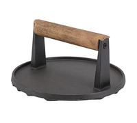 Asixxsix Preste à Gril en Fonte Robuste, Ronde de 3 Lb pour Bacon Saisi, Steak, Sandwichs Avec Répartition Égale du Poids, Presse de Qualité Alimentaire, Manche en Bois