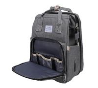 Asixxsix Sac à dos à langer avec compartiments séparés sec/humide, grande capacité, chargement USB, cadeau de naissance pratique, poches latérales pour mamans et papas (gris clair)