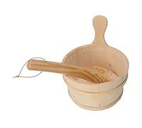 Asixxsix Seau et Louche de Sauna, Seau en Bois d'épicéa de 4 L Résistant aux Hautes Températures, Accessoires de Sauna avec Poignée de Doublure en Plastique pour, Bain, Spa, Piscine, Baignoire de