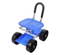 Asixxsix Siège de Travail sur Jardin, Chariot de Jardinage Pivotant à 360 Degrés avec Roues et Plateau à Outils, Hauteur et Direction de Siège Réglables, Petit Scooter de Wagon