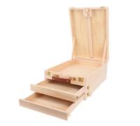 Asixxsix Sketchbox Chevalet, Boîte de Chevalet de Bureau en Bois Réglable avec 2 Tiroirs pour Croquis de Peinture en Toile de 24 Pouces, Organisateur de Stockage D'art Portable Lége
