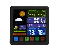 Asixxsix Station Météo, Thermomètre Intérieur et Extérieur, Horloge Météo à écran Tactile Couleur avec Capteur à Distance, Compteur de Température et d'humidité, Commutable C/F, Réveil, (TS-3310-BK