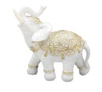 Asixxsix Statue D'éléphant, Figurine Porte-Bonheur en Résine Or Blanc, Décoration de Bureau, de Maison, Sculpture D'éléphant, Figurine D'éléphant Mignonne pour Une Bonne Richesse Feng