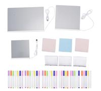 Asixxsix Tableau de Notes LED, Tableau Effaçable à Sec en Acrylique Brillant à économie d'énergie, Ensemble de 3 avec Support et Stylos pour la Décoration de Bureau à Domicile de Salle de Classe