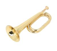 Asixxsix Trompette à clé C, Bugle de Cavalerie en Laiton Doré, Instrument de Clairon de Trompette Militaire pour Orchestre Militaire de Clairon de Cavalerie
