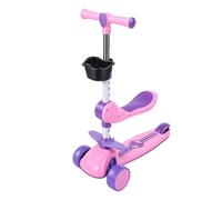 Asixxsix Trottinette pour Enfants, Trottinette Lumineuse à 3 Roues LED, Guidon réglable, siège Pliable, Assis ou Debout pour garçons et Filles âgés de 1 à 14 Ans (Rose)