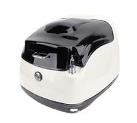 Asixxsix Valise Arrière de Moto, 38 L D'inspiration Vintage en ABS Imperméabilisant avec t Serrure, Coffre de Moto Universel pour Scooters, Vélos électriques (Blanc + Noir)