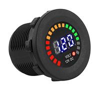 Asixxsix Voltmère Universel à l'affichage LED Étanche, Moniteur de Tension de Batterie de Véhicule DC 12 V Avec Alerte Flash, Taille Mini, Facile à Installer
