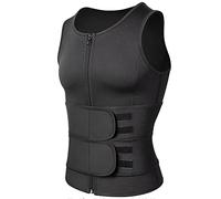 ASIYAN Gilet De Sauna for Hommes Ceinture À Fermeture Éclair Entraîneur De Taille Abs Chemise D'entraînement Mince Débardeur De Compression Perte De Poids Body Shaper(M)