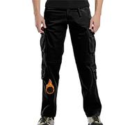 ASIYAN Pantalon Cargo Homme, Doublé Polaire Thermique d'hiver Multipoches De Randonnée Outdoor De Travail De Jogging, Coupe Décontractée De Trekking De Chasse Militaire, XS-6XL(Black,XXL)
