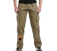 ASIYAN Pantalon Cargo Homme, Doublé Polaire Thermique d'hiver Multipoches De Randonnée Outdoor De Travail De Jogging, Coupe Décontractée De Trekking De Chasse Militaire, XS-6XL(Khaki,M)