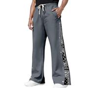 ASIYAN Pantalon De Jogging Ample for Hommes avec Boutons-Pression Latéraux Y2K Streetwear Pantalon De Survêtement Droit avec Cordon De Serrage(Dark Gray,XL)