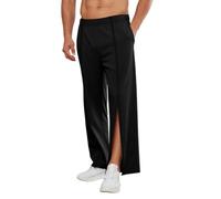 ASIYAN Pantalon De Jogging Large for Homme avec Fermeture Éclair Latérale, Pantalon De Sport Large, Pantalon De Rééducation for Homme Pouvant Être Ouvert sur Le Côté, Pantalon À Déchirer(Black A,3XL)