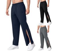 ASIYAN Pantalon De Jogging Large for Homme avec Fermeture Éclair Latérale, Pantalon De Sport Large, Pantalon De Rééducation for Homme Pouvant Être Ouvert sur Le Côté, Pantalon À Déchirer(Blue B,XL)