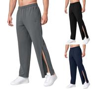 ASIYAN Pantalon De Jogging Large for Homme avec Fermeture Éclair Latérale, Pantalon De Sport Large, Pantalon De Rééducation for Homme Pouvant Être Ouvert sur Le Côté, Pantalon À Déchirer(Grey B,L)
