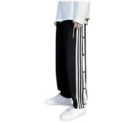 ASIYAN Pantalon De Rééducation for Hommes Et Femmes, Ouverture Latérale, Boutons-Pression De Jogging De Survêtement De Sport De Fitness avec Poches, Postopératoires avec Boutons sur Le Côté(Black,L)