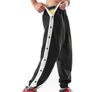 ASIYAN Pantalon De Rééducation for Hommes Ouvert sur Le Côté comme De Jogging Postopératoire À Jambes Larges De Survêtement À Jambe Ouverte avec Boutons sur Le Côté Et Poches(A,S)