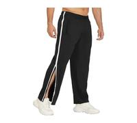 ASIYAN Pantalon De Rééducation Hommes Femmes Ouverture Latérale M-3XL, Pantalon De Jogging Baggy Jogger Jambe Ouverte Pantalon De Maison Pantalon De Survêtement De Sport(Black,XXL)