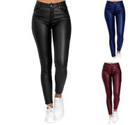 ASIYAN Pantalon en Cuir for Femme, Legging Moulant Sexy Effet Similicuir PU, Slim Taille Haute Stretch De Haute Qualité, Legging Effet Push-up, Pantalon en Jean De Survêtement(Black,3XL)