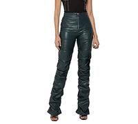 ASIYAN Pantalon en Simili Cuir for Femmes, Taille Haute, Ample, en Cuir PU, Sexy, Slim, Couleur Unie, Pantalon De Loisirs Décontracté(Green,XXL)