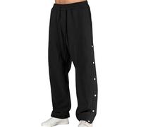 ASIYAN Pantalons De Rééducation for Hommes, Ouverture Latérale D'entraînement Amples Chirurgicaux Détachables De Sport Médicaux Postopératoire avec Boutons Latéraux(Black,S)
