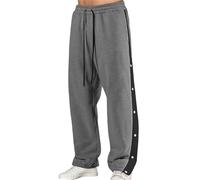 ASIYAN Pantalons De Rééducation for Hommes, Ouverture Latérale D'entraînement Amples Chirurgicaux Détachables De Sport Médicaux Postopératoire avec Boutons Latéraux(Dark Gray,XL)