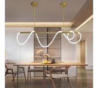 ASJK Lampe suspendue de table à manger, Lampes LED modernes suspendues, Lustre 54W Variable avec télécommande, Lampe acrylique suspendue pour les cuisines, salles à manger, salons. (150-Or)