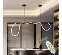 ASJK Luminaire Suspendu 150CM Noir suspension salle a manger Pour Salon | 60W Dimmable | 8000LM | Télécommande Incluse