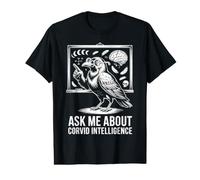 Ask Me About Corvid Intelligence Corbeaux Humour T-Shirt Graphique avec Valeur