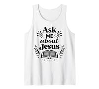 Ask Me About Jesus Christian Faith Bible Verse Écriture Débardeur