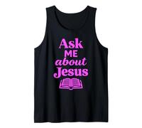 Ask Me About Jesus Christian Faith Bible Verse Écriture Dieu Débardeur