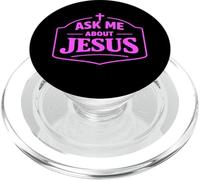 Ask Me About Jesus Christian Faith Bible Verse Écriture Dieu PopSockets PopGrip pour MagSafe