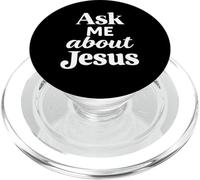 Ask Me About Jesus Christian Faith Bible Verse Écriture Dieu PopSockets PopGrip pour MagSafe