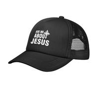Ask Me About Jesus Hats Chapeau de Soleil Classique en Maille pour Hommes et Femmes, Casquette de Baseball Noire réglable