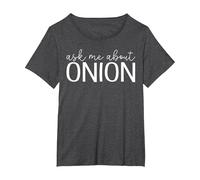 Ask Me About Onion - Funny Onion Vegetable Lover T-Shirt, Femme Grandes Tailles, Chiné Foncé, 5X