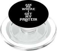 Ask Me Where I Get My Protein Funny Vegetarian & Vegan Joke PopSockets PopGrip pour MagSafe