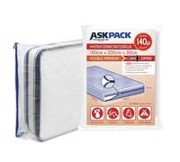 ASK Pack Housses de Protection pour Matelas avec Ancre Zip - Tailles XS à XXL Imperméable Ultra résistant à la déchirure Matériau jusqu'à 140µ Idéal pour Les Le Stockage et Le Transport 180x200 cm
