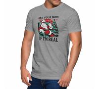 Ask Your Mom If I'm Real Gris T-Shirt à col en V pour Homme