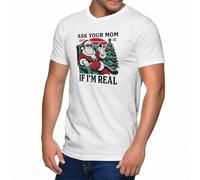 Ask Your Mom If I'm Real T-shirt à col en V pour homme, blanc, XXL