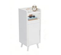Askelierg Table de chevet étroite 25 cm, petite table de chevet, avec tiroir et porte, gestion des câbles, table d'appoint, peu encombrante pour salon, chambre à coucher, 25 x 30 x 61 cm, blanche