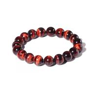 ASKFNASDKMFN Bracelet œil de tigre rouge de 10 mm pour homme et femme, convient pour poignet de 19 cm, talisman de chance et de richesse | Cristal du chakra racine | Pierres précieuses de courage de