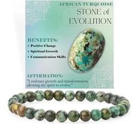 ASKFNASDKMFN Bracelets de perles de 6 mm en turquoise africaine - Pour femme - Pierre semi-précieuse naturelle - Élastique - Cadeau de protection pour le yoga